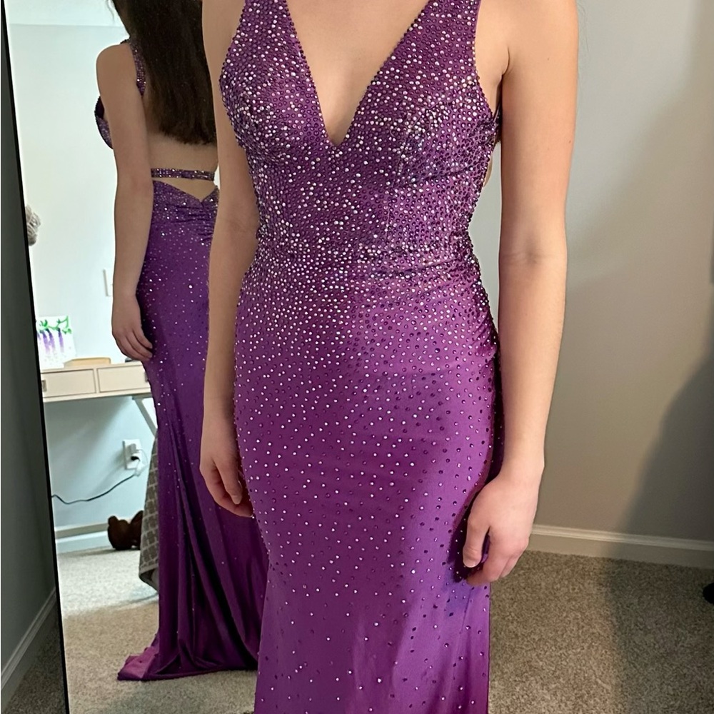 Faviana Sparkling Purple Gown